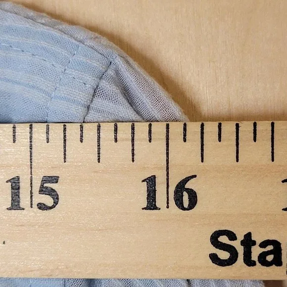 Jones New York Powder Blue Rolled Sleeve Sheer Searsucker Blouse Women Size M - Picture 6 of 12